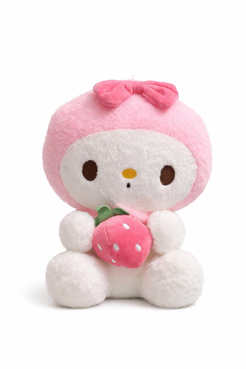 Cute Pink Bunny Plush Toy with Strawberry – 40 cm Soft Cuddly Doll