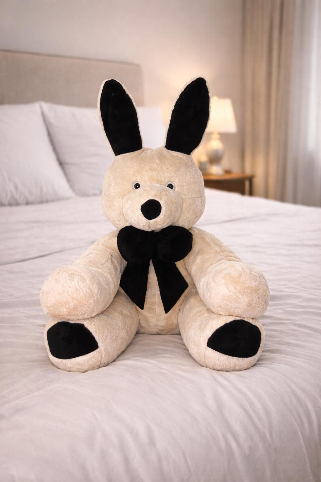 Whimsical Jumbo 100cm/3.2feet Bunny Plush Toy with Elegant Velvet Bow