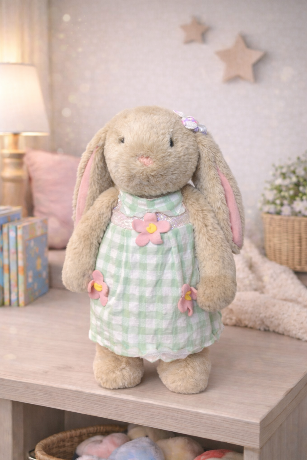 Bunny Plush Toy with Green Dress – Soft Stuffed Rabbit   45Cm