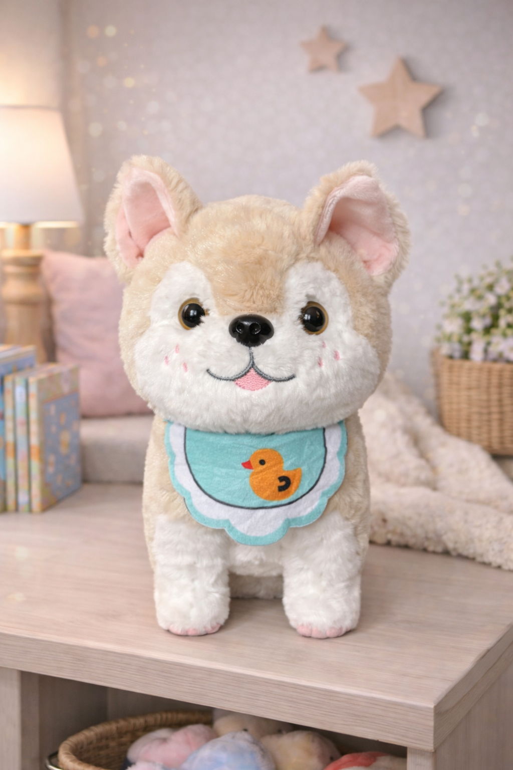 Dog Plush with Duck Bib – Soft Toy  25Cm
