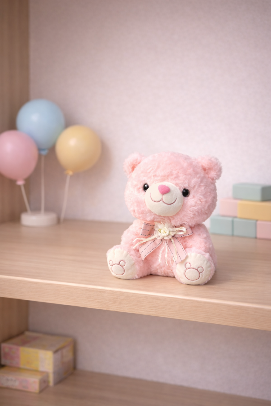 Rosy Bunny-Fur Teddy Bear – Ultra Soft Mini Plush (Rabbit Skin Feel) 30CM