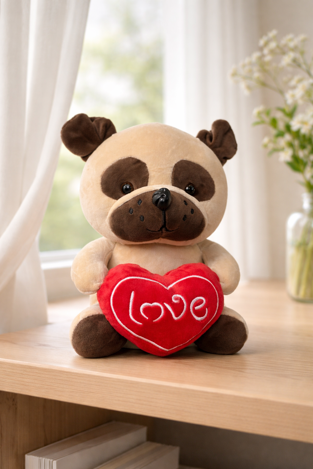 SugarPlum Valentine Puppy Plush Toy with Heart 35Cm