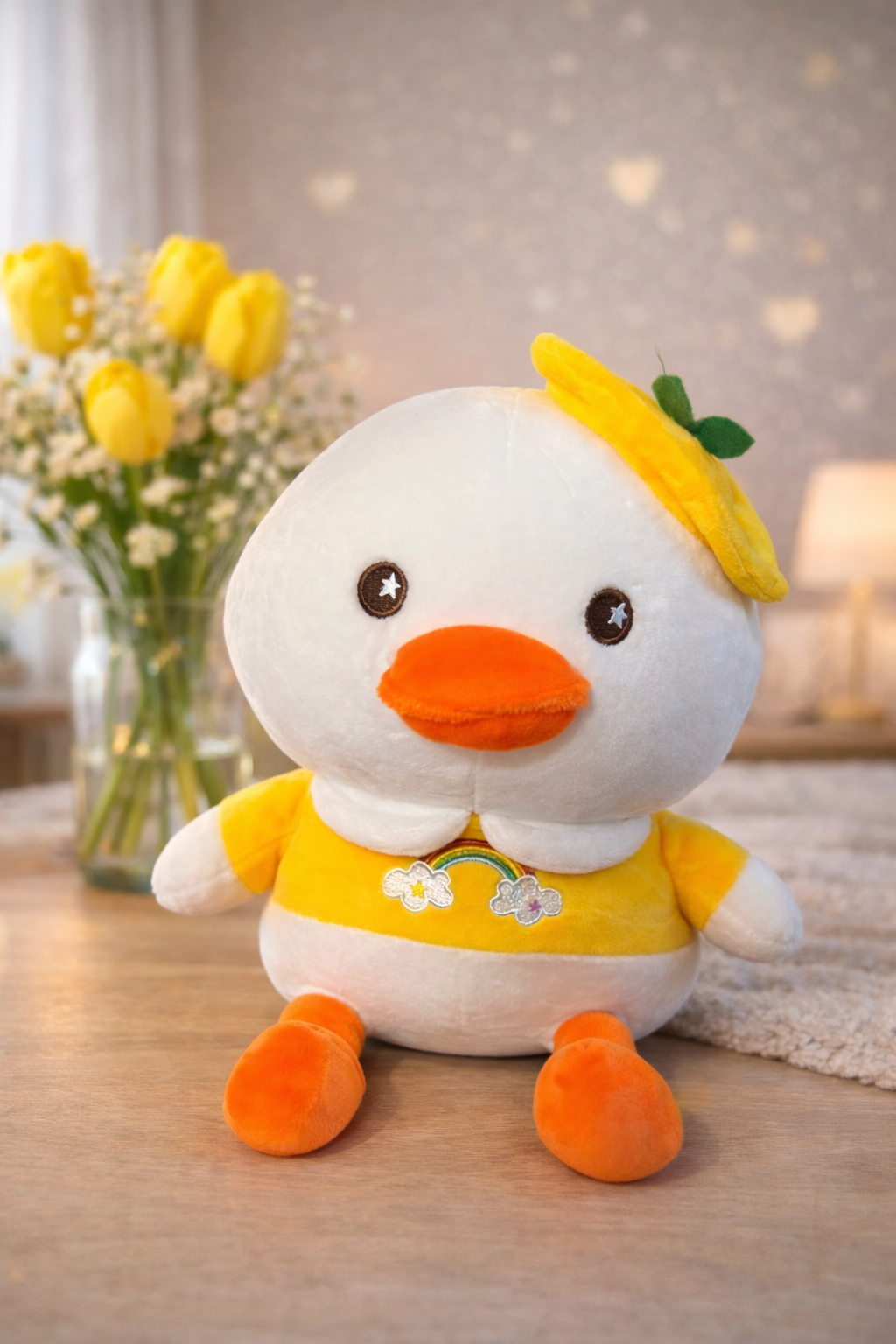 SugarPlum Sunny Duck Plush Toy 28Cm– Cute Yellow Soft Toy for Kids, Baby Gifts & Room Decor