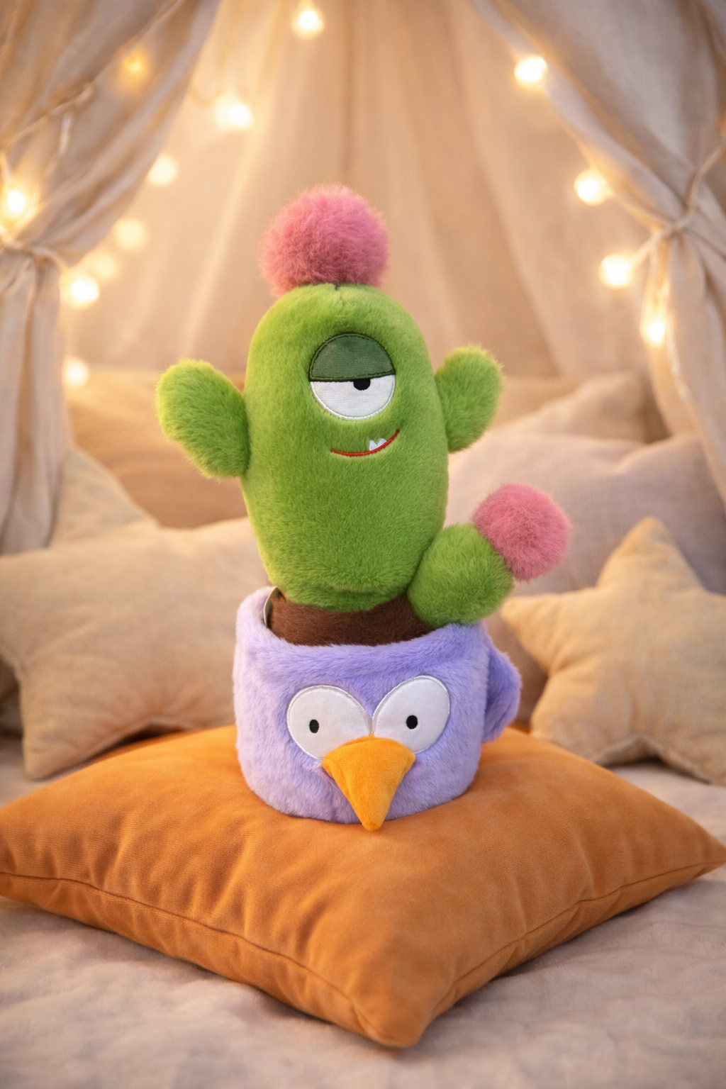 Smiley Cactus Bear Plush – Soft Aesthetic Pot Decor Toy 30Cm