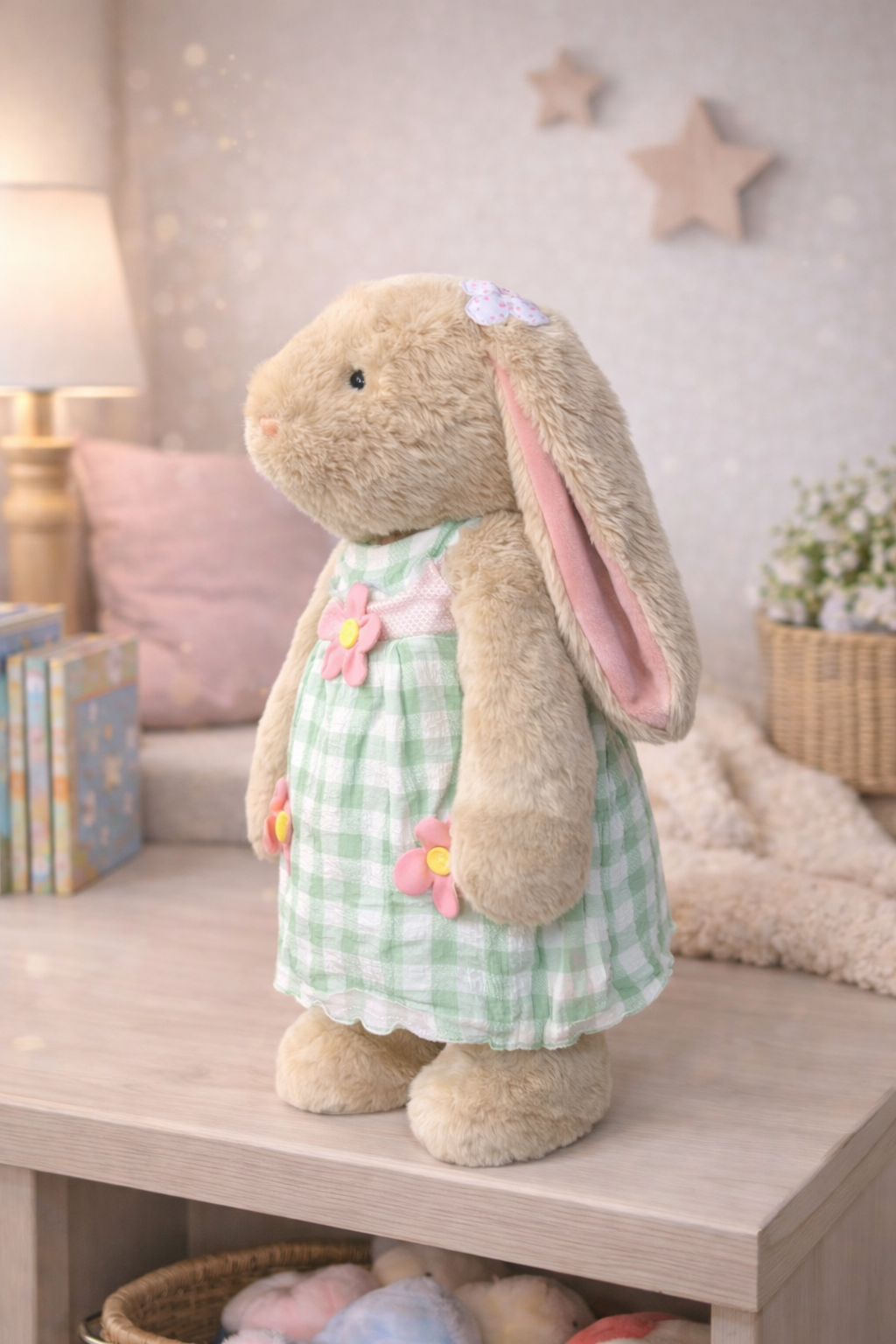 Bunny Plush Toy with Green Dress – Soft Stuffed Rabbit   45Cm