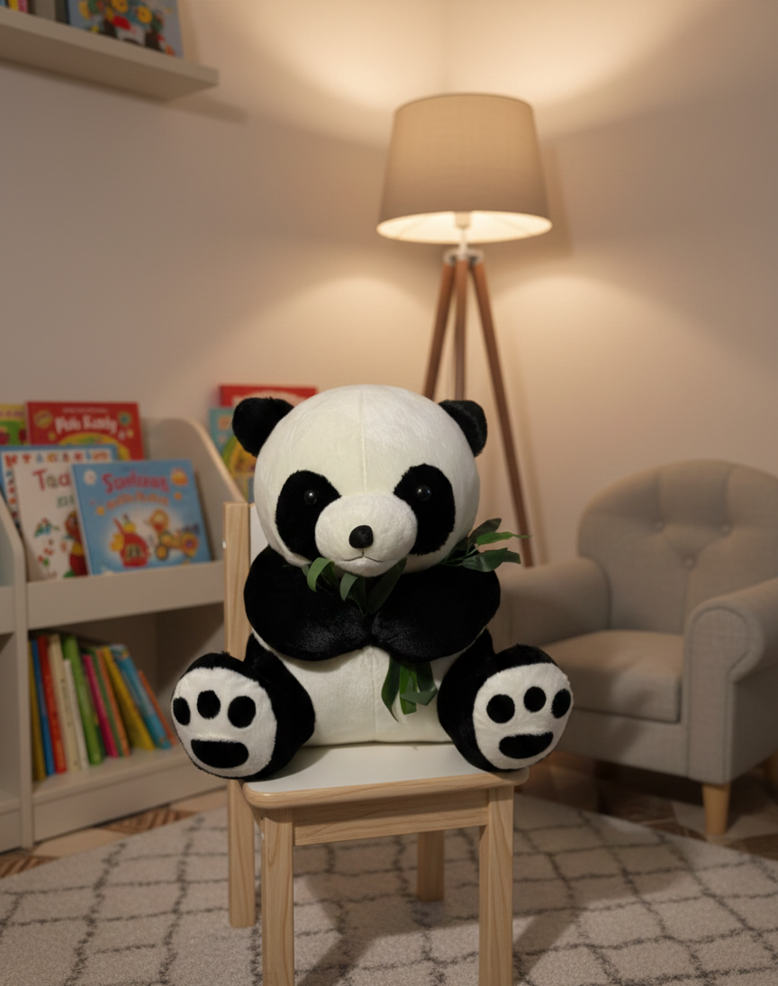 Hungry Panda Eating Leaves Plush Toy – Cozy Snack-Time Cuddle Buddy 50Cm