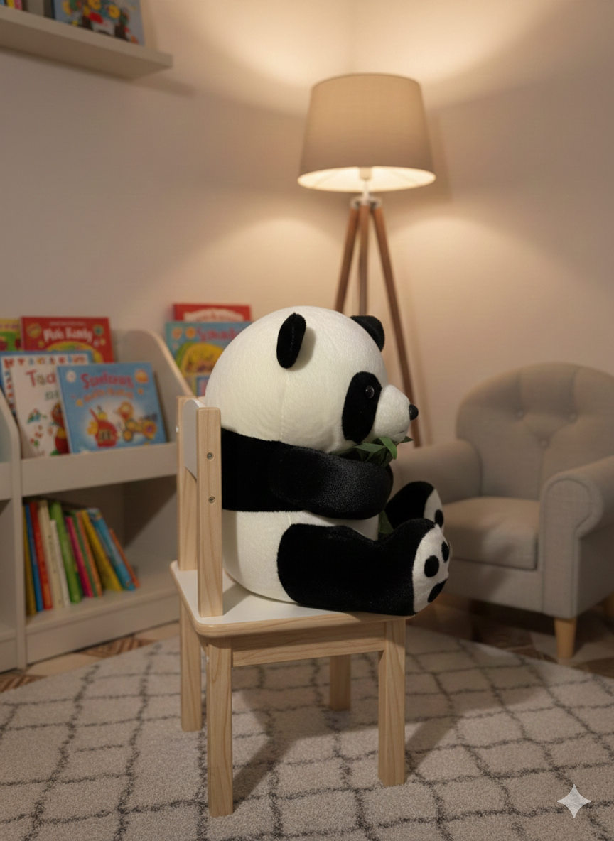 Hungry Panda Eating Leaves Plush Toy – Cozy Snack-Time Cuddle Buddy 50Cm