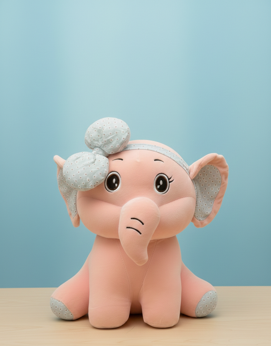 Extra Large Ultra-Soft Stuffed Animal 50Cm | Big Cute Bow Elephant Plush Toy