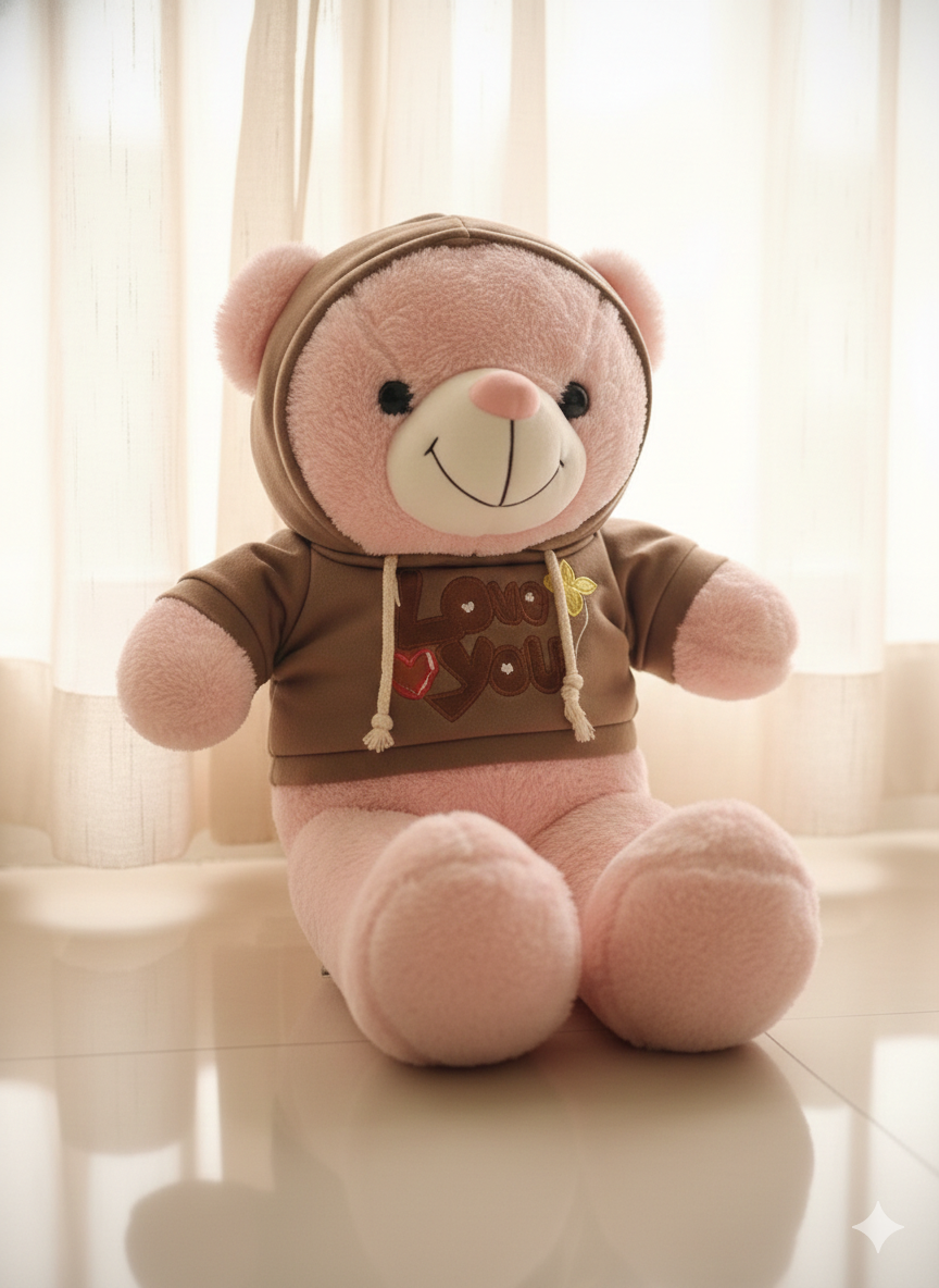 Ultra Soft Teddy with Removable Hood 55Cm